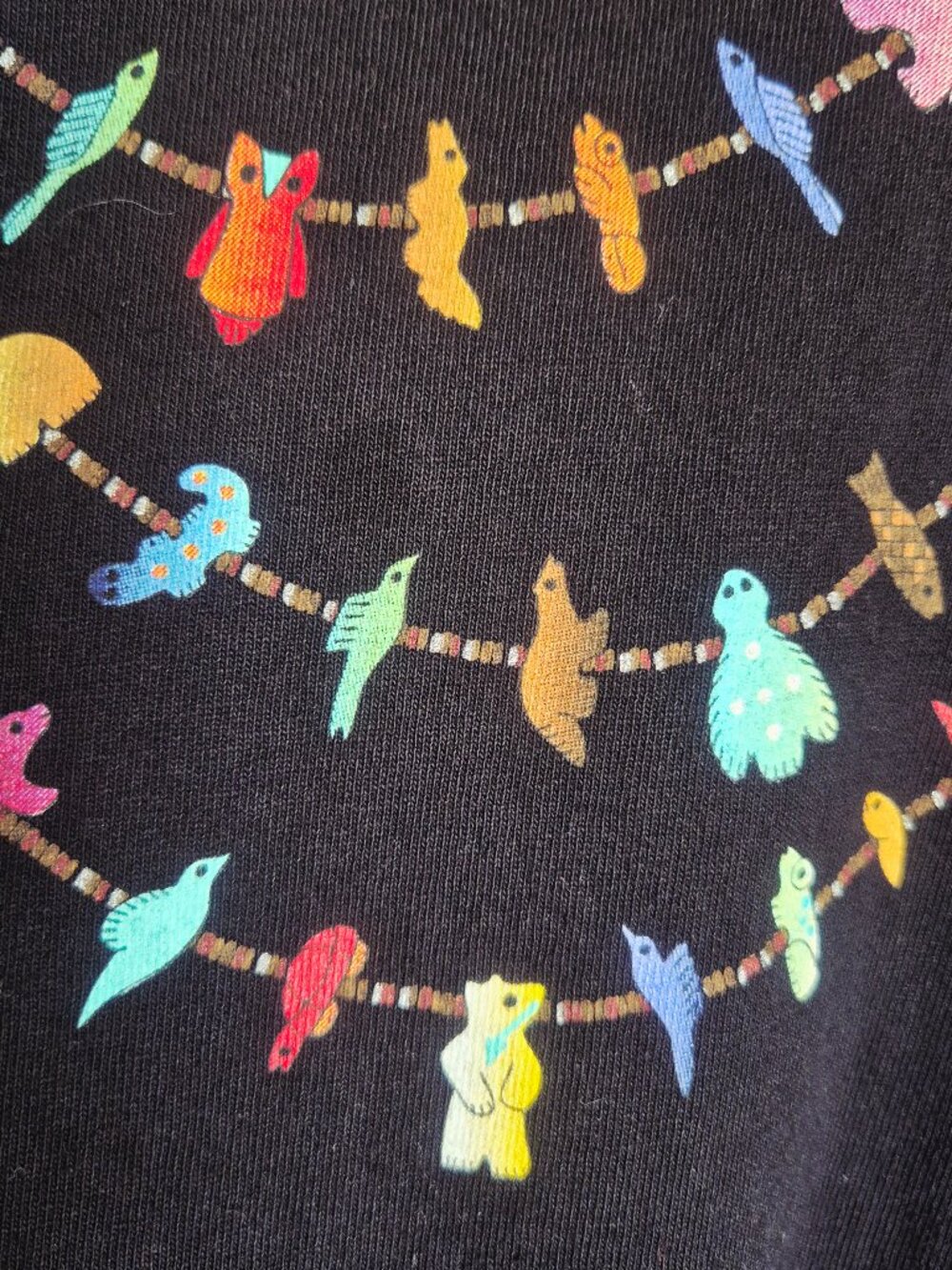 Sabaku Artwear Animal Necklace Tunic T-Shirt Long Sleeve Cotton Black - Picture 5 of 12